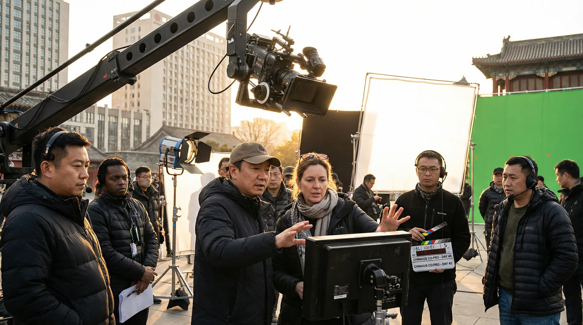 海角与国际影视团队合作拍摄现场